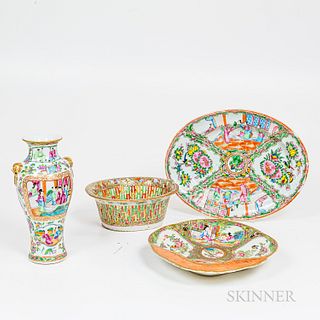 Four Pieces of Rose Medallion Tableware