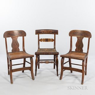 Pair of Rosewood Grain-painted Side Chairs and a Fancy-painted Side Chair
