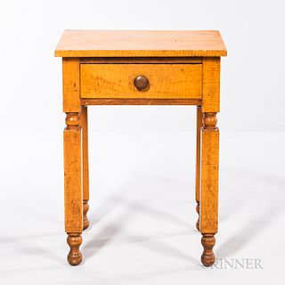 Federal-style Tiger Maple One-drawer Stand