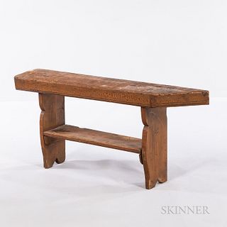Small Country Pine Brown-painted Bucket Bench