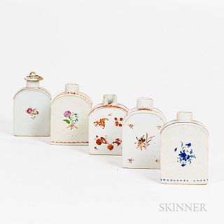 Five Chinese Export Porcelain Tea Caddies