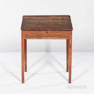 Small Country Red/Brown-painted Slant-lid Desk