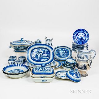 Group of Staffordshire Transferware and Canton Porcelain Items