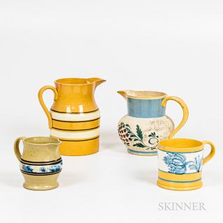 Four Pieces of Decorated Yellowware