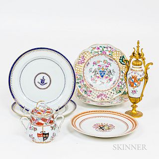Seven Pieces of European Chinese Export-style Tableware