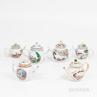 Six Export Porcelain Teapots