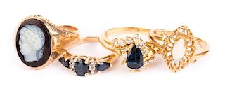 Four Gold Gemstone Ladies' Rings