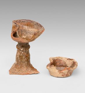 Pair of cup lamps; Hispano-Muslim art, Nasrid period, XIII century. XIV. 
Glazed ceramic.