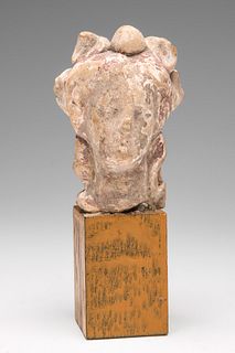 Head of a woman. Greece, IV-III centuries BC. 
Terracotta. Wooden pedestal.