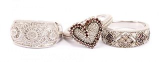 A Trio of Ladies' Diamond Rings in Sterling