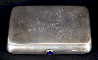 Floral engraved Russian silver cigarette case