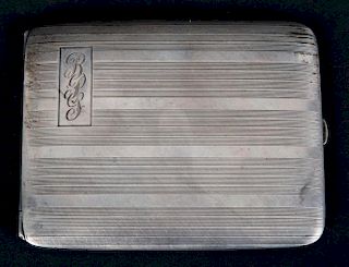 Guilloche silver cigarette case by Elgin