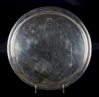 English sterling silver three-footed salver