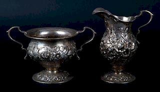 Kirk "Repousse" cream pitcher and sugar bowl