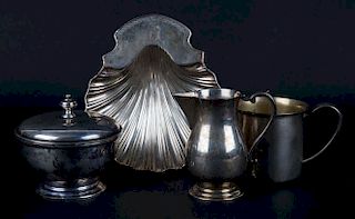 English silver cream pitcher & covered sugar bowl
