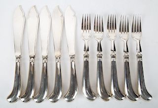 James Robinson "Queen Anne" sterling fish set