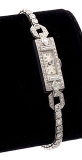 Art Deco Platinum Diamond Ladies Dress Watch