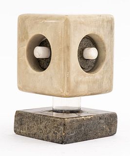 Mid-Century Modern Abstract Cube Marble Sculpture