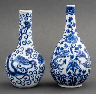 Chinese Blue & White Bottle Vases, 2