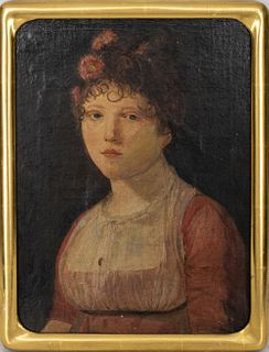 French Empire Portrait Oil on Panel, Early 19th C