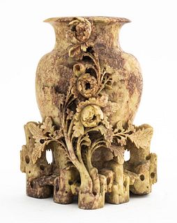 Chinese Carved Soapstone Vase