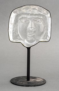 Hoglund Kosta Boda Modern Glass Face Sculpture