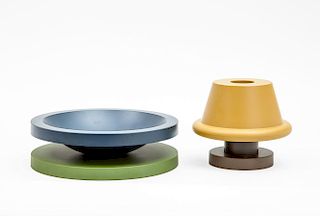 ETTORE SOTTSASS FOR MARU TOMI, JAPAN, 1997, BOWL AND LOW VASE