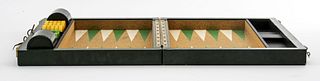 Leather-Bound Cork Backgammon Set