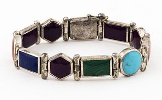 Christin Wolf Silver Colored Stone Inlay Bracelet