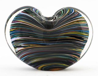 Caleb Siemon Hand-Blown Striped Heart Bud Vase