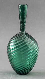 Signed Modern Rippled Art Glass Vase