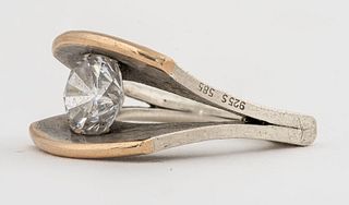 Tomasz Plodowski Silver & 14K Gold Zircon Ring