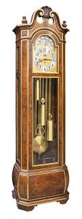 Herschede Brass Mounted Burlwood Clock