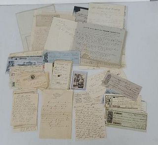 (43pc) Circa 1800-1900 Paper Documents Lot