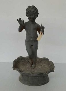 Cast Iron Angelic Child Garden Fountain Statue