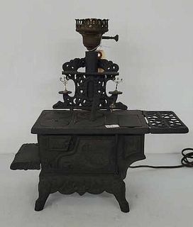 Vintage Rescent Cast Iron Lamp