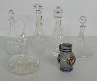 (3) Unique Glass Vases & Handarbeit .5L Pitcher