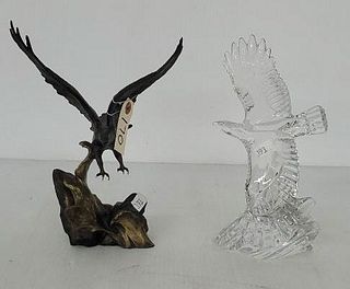 Lenox Crystal Eagle & Solid Brass Eagle Figurines