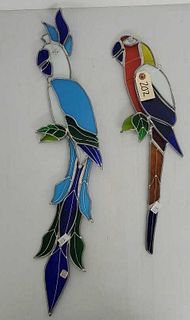 (2x) Stained Glass Parrots