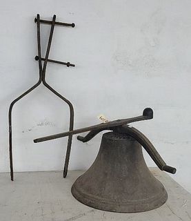 A Major & Brother 1868 Cast Iron Bell w/ Bracket