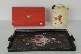 DecArt Hand Painted Tray w/ Paper Dispenser & More