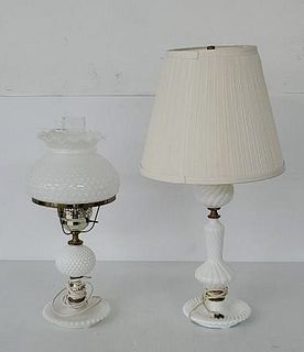 (2) Milk Glass Lamps