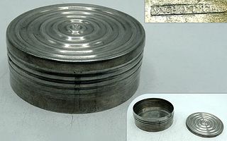Rare Round Pewter Box by William Potter
