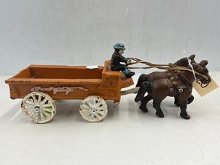 Cast Iron Dual Horse Drawn Wagon