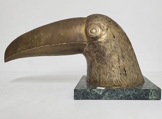 Hollow Bronze Toucan Statue on a Marble Base