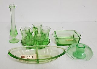 (12) Pieces "Uranium" Depression Glass