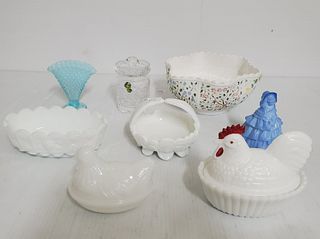 Lot of Assorted Glass & Milk Glass Pieces