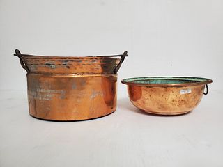 11.5" x 6.5"D Copper Pot & 10" Copper Steamer Bowl