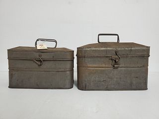 (2) Early 1900's Tin Lunch Buckets/Boxes