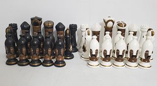Full Set of Large Hand Painted Chess Pieces
